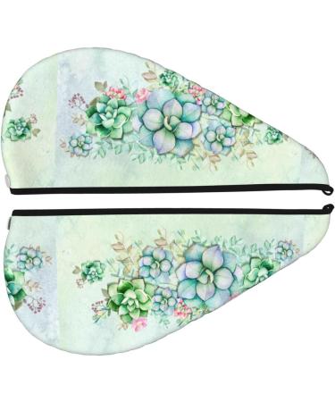 Hair Towel Wrap | Quick-Dry Hair Turban with Button | Succulent Design Towel for Effortless Hair Drying - Buy Online on GoSupps.com