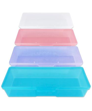Beauticom Personal Box Storage Case for Professional Manicurist Nails Pedicure (Large Size) (4 Pieces Mix Color, Mix Color: Pink, Blue, Frosted, Purple)