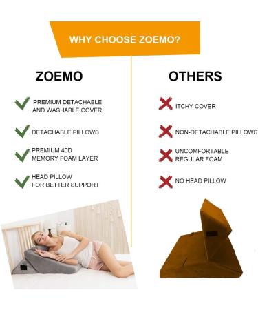 ZOEMO Memory Foam Orthopedic Bed Wedge Pillow for Sleeping Post