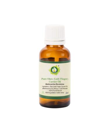 R V essential pure okra (lady finger) carrier oil 30ml (1.01 ounces) - Abelmoschus esculentus (100% pure and natural cold -pressed) pure okra (lady finger) carrier oil 30ml (1.01unzen)
