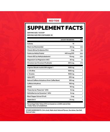 REVENGE Energy Mix Red Tide | Dual Caffeine & Nootropic Blend for Focus Clarity & Endurance | Tiger s Blood Flavor | 50 Servings - Buy Online on GoSupps.com
