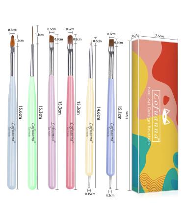 Nail Art Brushes Set - 6Pcs for Nail Tips Design with Poly Gel, Acrylic Brushes, Painting Drawing Pen Kit - Salon/Home Use - Buy Online on GoSupps.com
