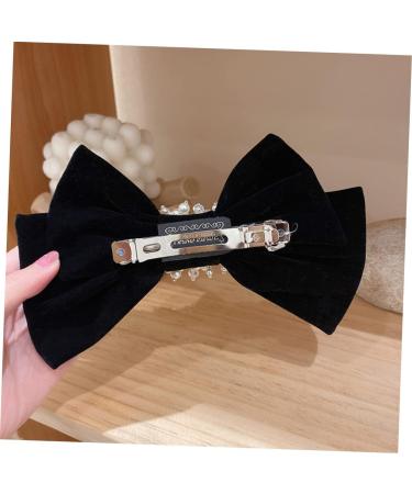 minkissy 1pc Hairpin Bow Hair Clips Grosgrain Hair Bow Wedding Headpieces Big Hair Bow Clip Bow Knot Barrettes Hair Accessories for Women Wedding Fabric Pearl Small and Fresh Girl 17.5X11.5X2.5CM Black - Buy Online on GoSupps.com