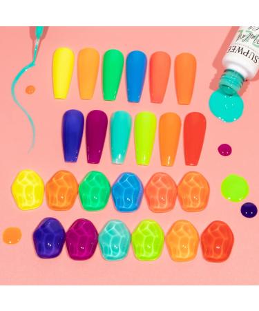 12 Colors Neon Nail Art Gel Liner Set - Fluorescent Gel Polish for Manicure & Nail Art - Buy Online on GoSupps.com