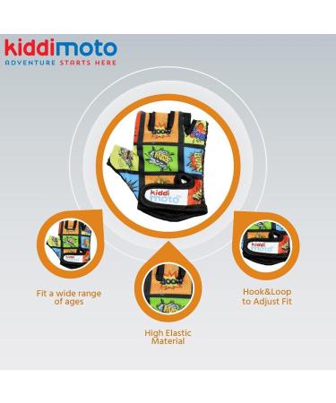 KIDDIMOTO Children's Fingerless Cycling Gloves for Boys & Girls - Bicycle Bike Gloves M (4-8y) - Fun Comic Design - Buy Online on GoSupps.com