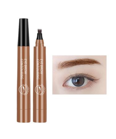 4 Point Eyebrow | Waterproof 4 Fork Tip for Eyebrow | Liquid Brow Long-Lasting Brow Microblading Pencil Eyebrow Makeup Pochy Light Brown