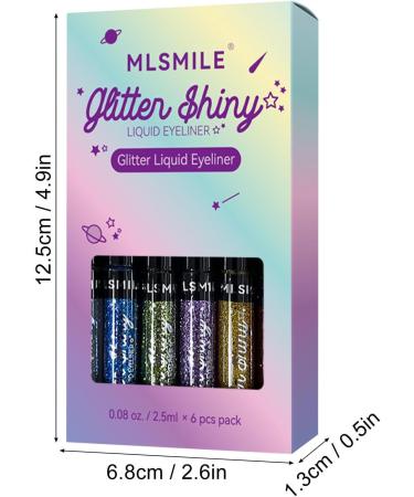 Colored Eyeliners Liquid Eye Shadow Pigmented Eye Liner 6 Colors | Long Lasting Glitter Eyeshadow Waterproof Shimmer Eyeliner Eye Glitter for Festival Eye Makeup Rowces - Buy Online on GoSupps.com