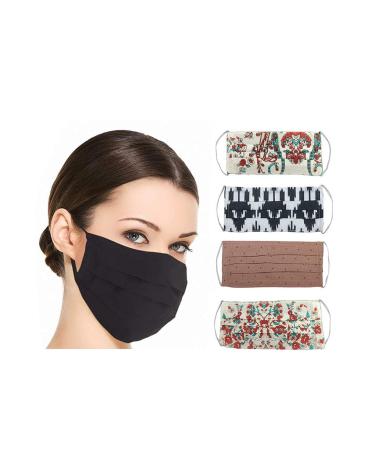 riou 5 Pieces Cotton Face Mask Washable Breathable Dustproof Fabric Mouth and Nose Protection Scarf for Women Men