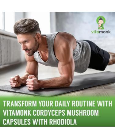 VitaMonk Cordyceps Mushroom Capsules with Rhodiola 2 Grams of Cordyceps Mushroom Enhanced with Rhodiola - Boost Energy Fight Stress Enhance Performance Non-GMO - 2000mg - 90 Caps - Buy Online on GoSupps.com