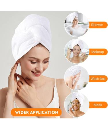Kinhwa Microfiber Hair Turban Towels - Quick-Dry Super Absorbent Soft for All Hair Types - 3 Pieces 25cm x 65cm White - Buy Online on GoSupps.com