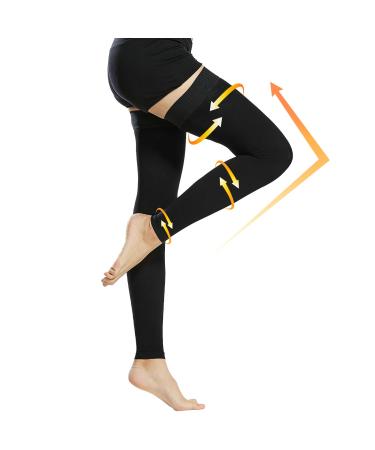 Beister 15-20 mmHg Medical compression stockings for women and men edema compression socks without foot with silicone band long class 1 support stockings for varicose veins DVT flight black-1 s