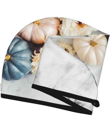 Super Absorbent Pumpkin & White Marble Microfiber Hair Towel Wrap | Quick Dry Coral Velvet for Long Curly & Thick Hair | Women s Hair Care Essentials - Buy Online on GoSupps.com