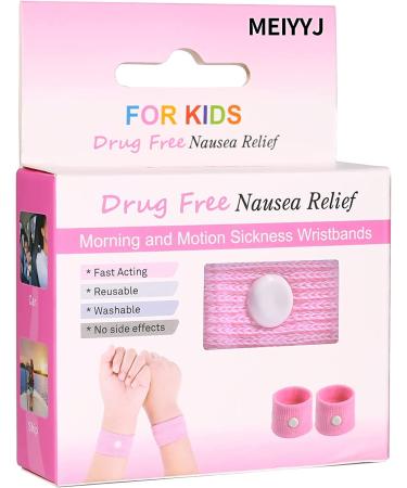 Anti-Nausea Wristbands for Children Motion Sickness Relief Bands for Car Sea Sickness 1 Pink for Kids