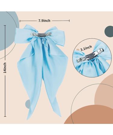 Satin Layered Hair Bow Barrette Clip with Long Tail | French Style Hair Accessory for Women and Girls - 5 Light Colors - Buy Online on GoSupps.com