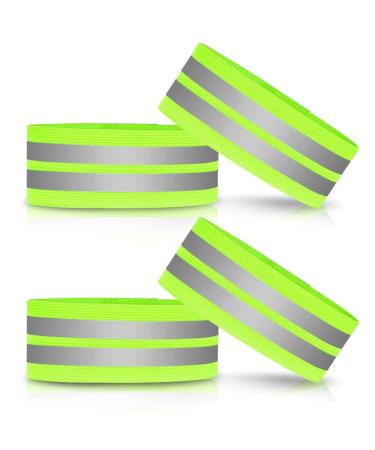 O-kinee reflective ligaments reflector tape self-adhesive reflector band reflector strap safety band for joggers and cyclists gray green 4 pieces