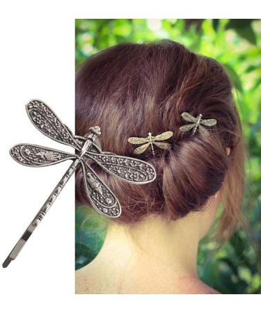 Vintage Silver Dragonfly Hair Clips & Bobby Pins - Elegant Hair Accessories for Women & Girls - Buy Online on GoSupps.com