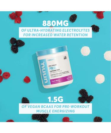 Nuun Prime Pre-Workout Drink Powder | Vegan BCAAs Electrolytes Adaptogens | Fresh Berry Flavor - 20 Servings Canister - 9oz Pack - Buy Online on GoSupps.com