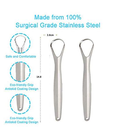 MEOOAWQI Metal Handle Tongue Scraper (2-Pack) - Stainless Steel Cleaners for Fresher Breath | Non-Medical Grade, 100% BPA Free - Buy Online on GoSupps.com