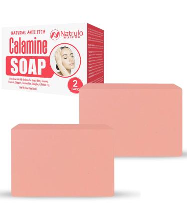 Natural Instant Itch Relief Soap Bar - Calming Calamine Soap for Itchy Skin, Bug Insect Mosquito or Ant Bite, Eczema, Poison Ivy Rash, Chicken Pox - Pure Raw Anti-Itch Defense Cleansing Skincare (4 Ounce (Pack of 2))