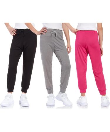 Sweet Hearts Girls' Sweatpants (3 Pack) - Super Soft Athletic Joggers - Black/Grey/Fuchsia - Size 10-12 - Buy Online on GoSupps.com