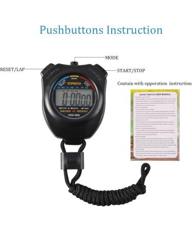 Vicloon Digital Sports Stopwatch Timer Large LCD Stainless Steel Ideal for Football Basketball Running Swimming & Fitness (Black) - Buy Online on GoSupps.com
