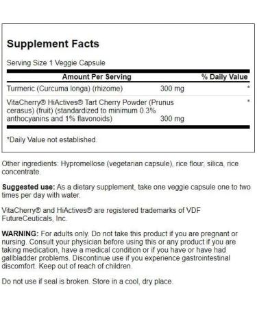 Swanson Hiactives Tart Cherry & Turmeric 60 Veg Capsules (2 Pack) - Powerful Anti-Inflammatory Supplement - Buy Online on GoSupps.com