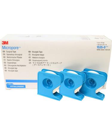 3m Micropore Surgical Tape 1/2 x 10 Yards with Dispenser (Pack of 3) 3 Pack