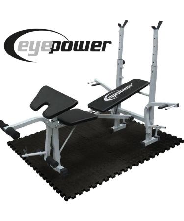 Buy EYEPOWER 4-Pack 1cm Floor Protection Mats - 63x63 Fitness Mat 1.6qm - Durable Edge-Protective Mats for Home Gym - Buy Online on GoSupps.com
