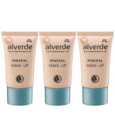 alverde Naturkoosmetik Mineral Make-Up Sand 09 Pack of 3 (3 x 30 ml)
