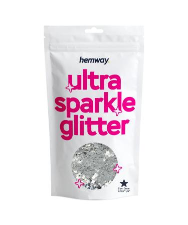 Hemway |Ultra shine glitter fine-fashioned 1/128 "0.008" 0.2mm (silver stars) cosmetic safe handicrafts weddings decorations art beauty- 100g