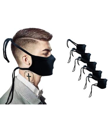 Kunstify 5 piece Headstrap fabric masks with headband unisex adjustable ear loop masks mouth and nose protection black face mask facial mask fabric mask children and adults black