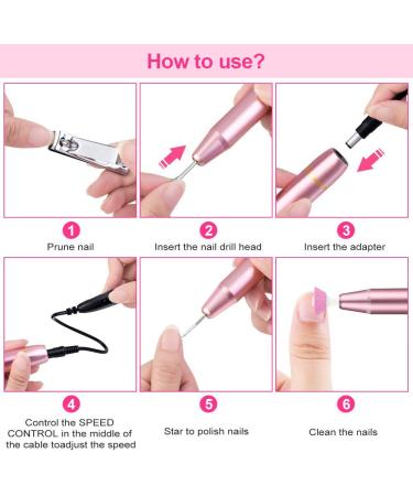 Folai Pink Electrical Nail Drill - USB Type Sand Bands for Nail Removal & Professional Manicure/Pedicure Tools for Home Salon - Buy Online on GoSupps.com