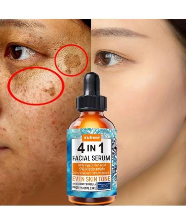 S rum Facial 4 en 1 : Vitamine C Niacinamide Acide Hyaluronique et Vitamine E - Buy Online on GoSupps.com