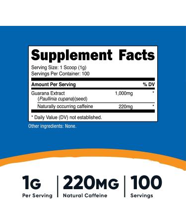 Nutricost Guarana Powder 100g - Natural Brazilian Caffeine Energizer Supplement - Buy Online on GoSupps.com
