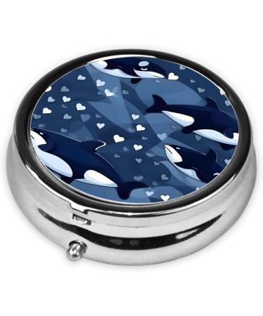 Buy Blue Killer Whale Round Pill Box - 3 Compartment Portable Travel Organizer for Medications - Buy Online on GoSupps.com