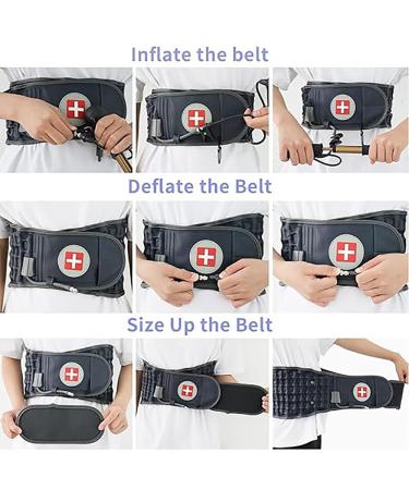 Decompression Belt for Back Pain Relief - Inflatable Lumbar Support | One Size Fits 29-49 Waist | Includes Extension Band & Pump | Black - Buy Online on GoSupps.com