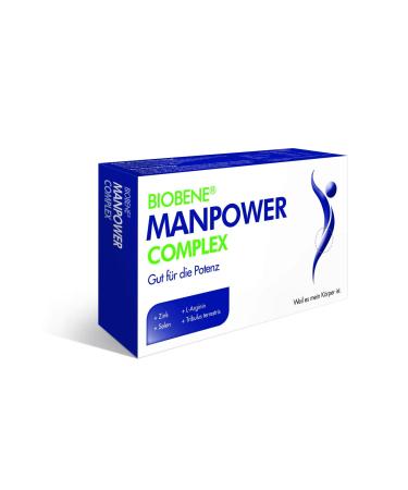 BIOBENE MANPOWER COMPLEX Testosterone Booster - with zinc - selenium L- arginine (vitamin B5) tribulus terrestris extract nutritional supplements (1 x 30 capsules)