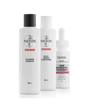 Nioxin Hair Regrowth Kit for Women | Shampoo, Conditioner and 2% Minoxidil Treatment | 1 to 3 Month Supply Kit | 1 Month Supply