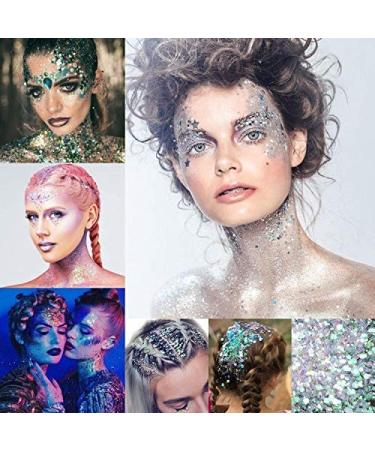 Warmfits Holographic Chunky Glitter Set A - 12 Colors 120g for Face, Body, Eyes, Hair, Nails - Festival Glitter Stars and Hexagons - 4.23oz (Pack of 12) - Buy Online on GoSupps.com