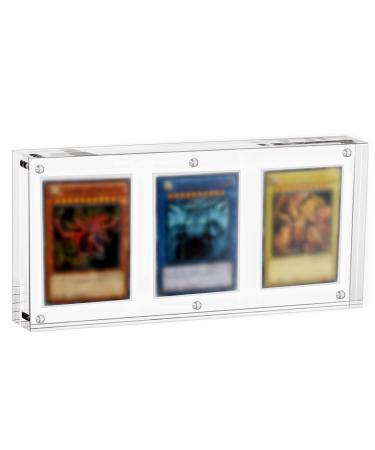Auveach 1 Pack 35PT Acrylic TCG Triple Cards Frames One-Touch-Open Magnetic Card Display Clear Card Stands Transparent Card Stands (Triple 1 Pack 20mm)