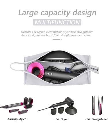  Dy Travel Bag for Dyson Airwrap Styler Complete LongSupersonic Hairdryer & Accessories Organizer PU Leather Waterproof Silver silver - Buy Online on GoSupps.com