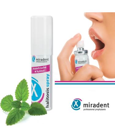 Miradent Mundfarepray Halitosis Spray 15 ml | Instant Breath Freshness | Sugar-Free Xylitol Formula | Remineralizing Alcohol-Free | Perfect for On-The-Go Bad Breath Relief - Buy Online on GoSupps.com