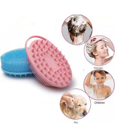 2 in 1 Exfoliating Body Scrubber: Silicone Shower Massager Brush with Premium Loofah Head - Skin, Scalp, and Hair Exfoliation in Shower - Buy Online on GoSupps.com
