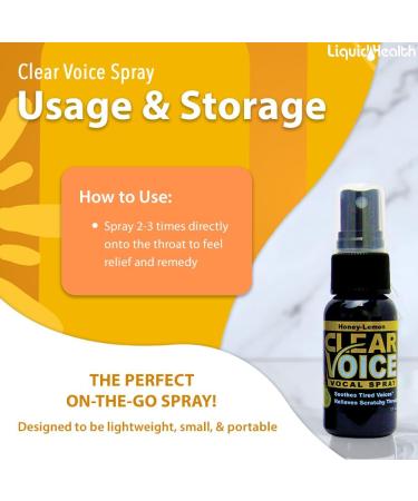 Clear Voice Vocal Throat Spray - Singing Ease & Voice Clarity, Fast Acting Herbal Oral Remedy for Singers, Speakers, Performers - Soothing Dampener, Moisturizer Relief, USA Made (Honey Lemon, 3 Pack) Honey Lemon 1 Fl Oz (Pa  - Buy Online on GoSupps.com