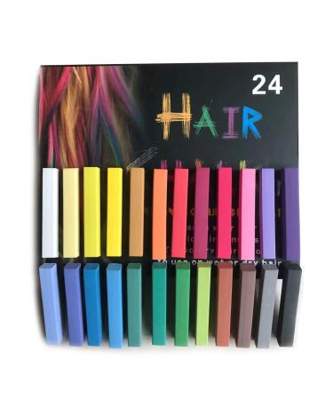 Hair Chalk, Hair Chalk for Girls (Large 24 colors) 24 Count (Pack of 1)