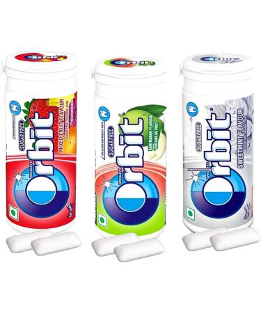 Orbit Sugar Free Chewing Gum Tub 22g - 3 x Mixed Flavours of Orbit Chewing Gum Tub 22g (Mixed Fruit Raw Mango Sweetmint) - Buy Online on GoSupps.com
