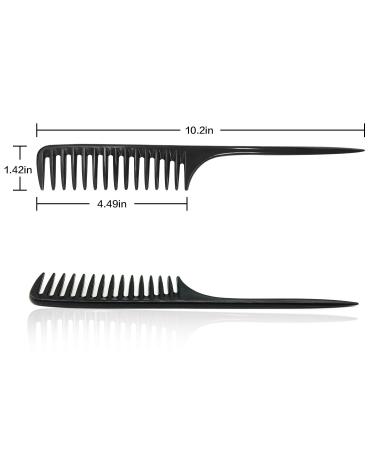 Wapodeai Wide Tooth Comb - Professional Black Carbon Fiber Hair Brush for Detangling & Styling | Anti-Static & Heat Resistant - Suitable for All Hair Types - Buy Online on GoSupps.com
