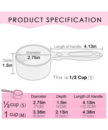Food Grade Melamine Scoop Set - 1 Cup and 1/2 Cup Pink Scoops for Pet Food, Flour, Candy - Plastic Dry Measuring Cup for Canisters and Freezer - Buy Online on GoSupps.com