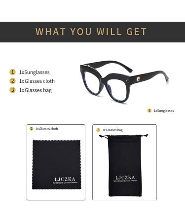 Shop LJCZKA Oversized Blue Light Blocking Cat Eye Glasses for Women - Retro Thick Frame Anti Eye Strain Eyewear - Buy Online on GoSupps.com