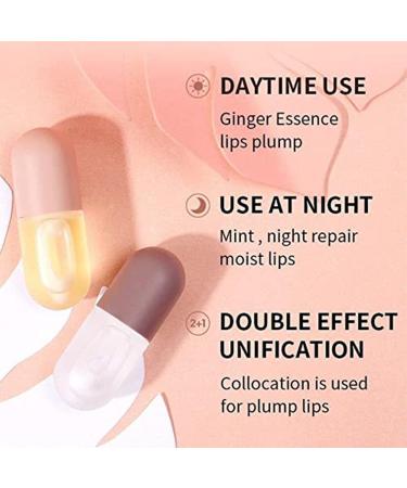 2 Pcs Day & Night Lip Plumper Set - Natural Lip Plumping Treatment for Beautiful Fuller Lips - Hydrating Serum to Reduce Fine Lines - Buy Online on GoSupps.com